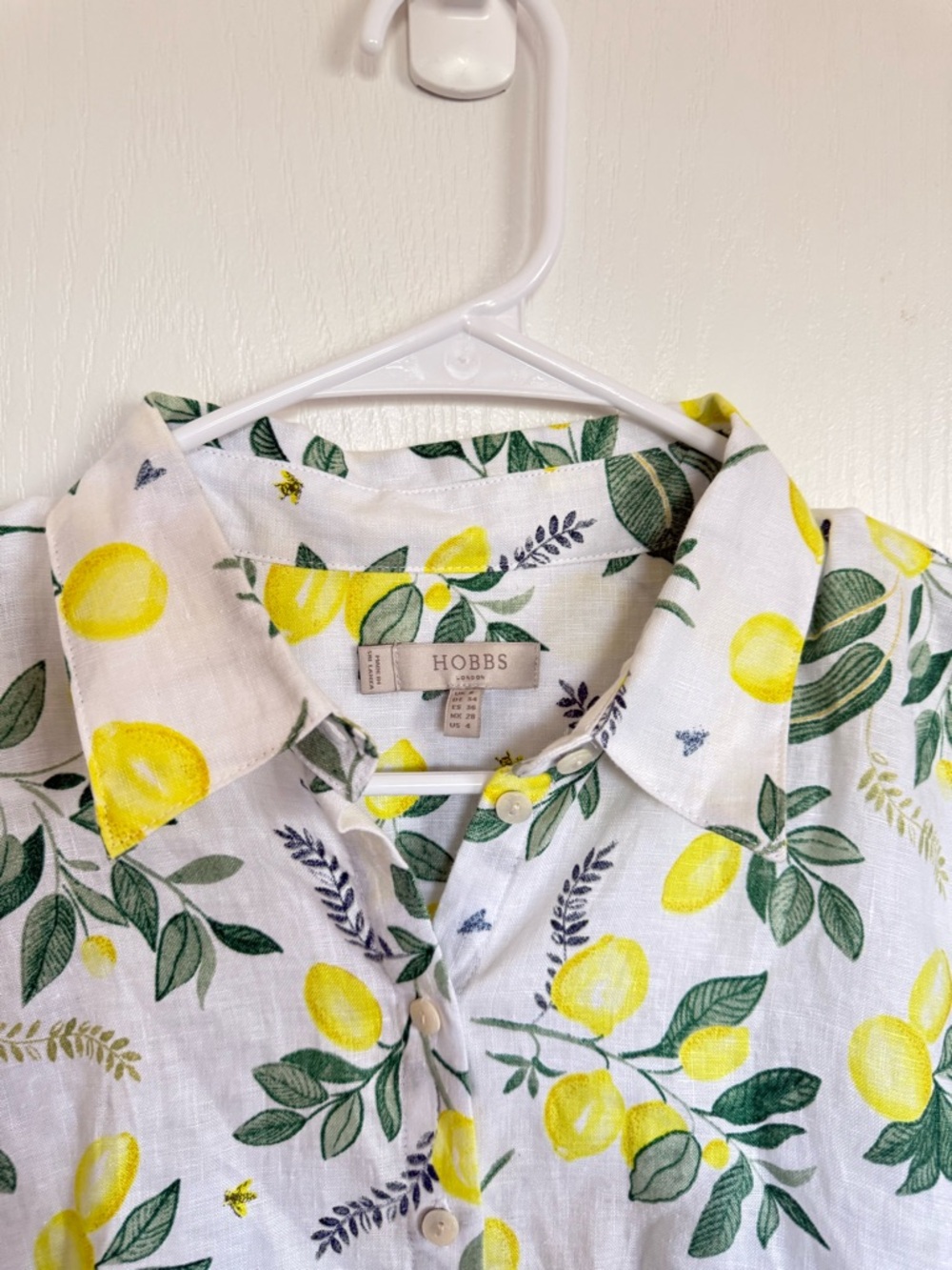 Hobbs London Livia Lemon Print Linen Button Down - Picture 5 of 9